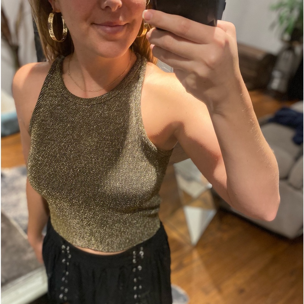 ✨ Gold sparkly halter top